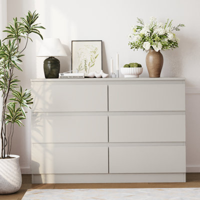 47.2" Wide Modern Wood Dresser With 6 Drawers