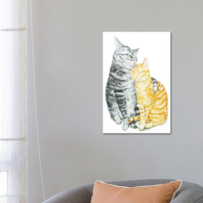 Cat Couple by Alexey Dmitrievich Shmyrov - Wrapped Canvas Gallery-Wrapped Canvas Giclée