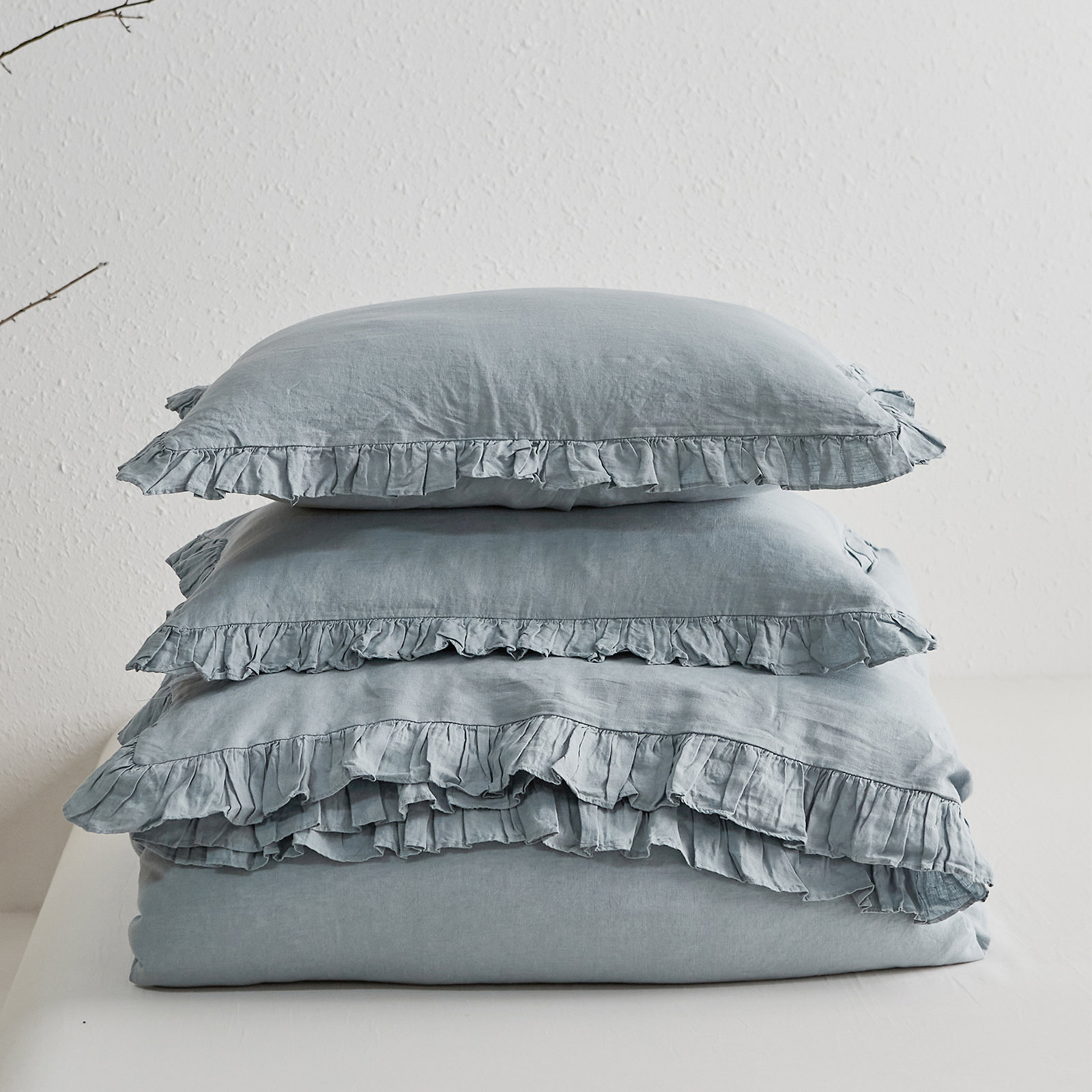 BISELINA Linen Ruffled Duvet Cover Set & Reviews | Wayfair
