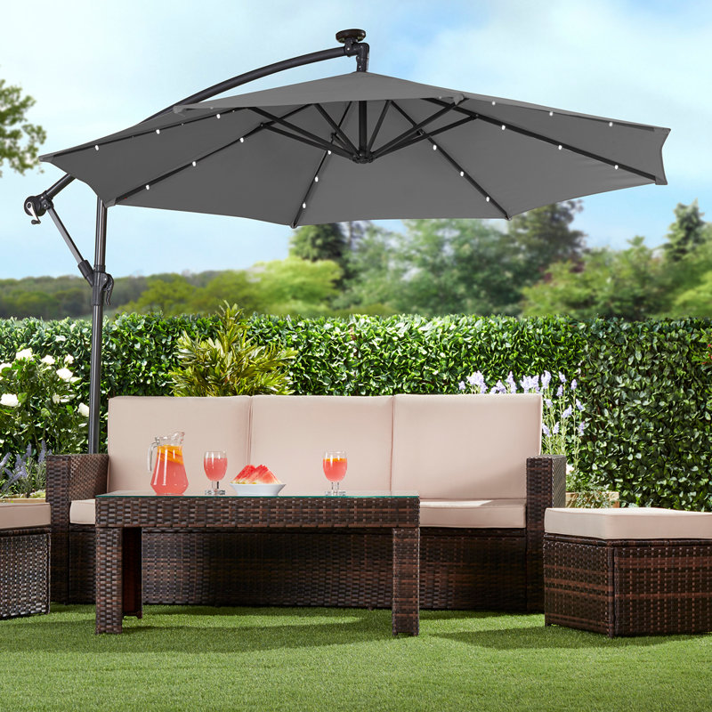 Blevins 270cm Lighted Cantilever Parasol, Charcoal