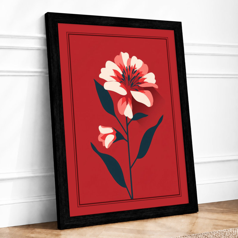 Crimson Bloom Botanical - Print, A1 - 84.1 x 59.4 cm, Black