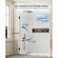 Porte de douche en verre à pivot à fermeture en douceur 34-1 / 2 po x 74 po, verre trempé transparent de 3/8 po (10 mm), porte de douche battante à charnière avec porte-serviettes, panneau de verre simple avec revêtement double face, noir