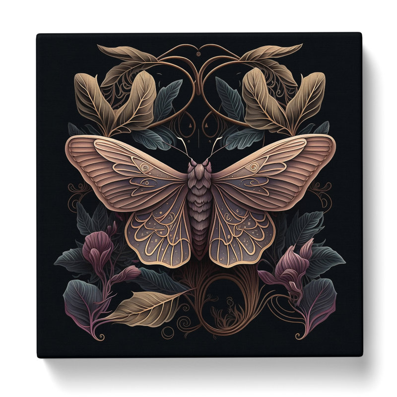 Moth Art Nouveau - Wrapped Canvas, 35cm H x 35cm W