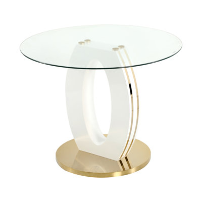 47.2'' Modern Luxury Clear Glass Round Dining Table for 4-6, Modern Kitchen Table with Tempered Glass Top & Stainless Steel Legs, Circle Dining Table for Home, Living Room, Apartment