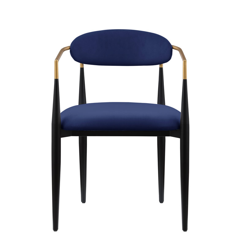 2 chaises d'appoint en tissu bleu, salle à manger contemporaine, cadre noir moderne avec revêtement inclus, Bleu