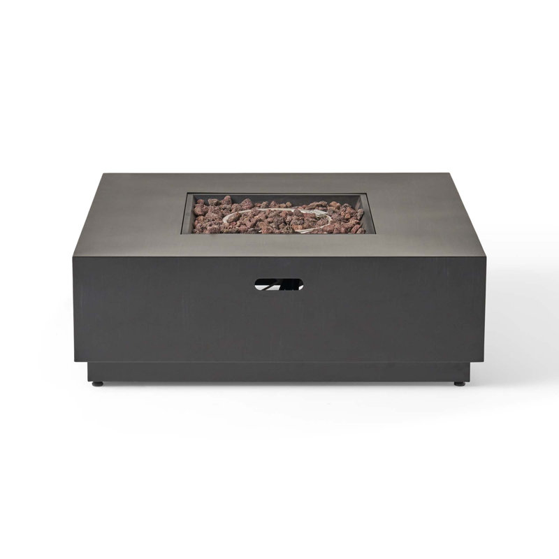40'' Square Iron Fire Pit - 50 000 Btu (Tank Cover Not Included), Dark Gray
