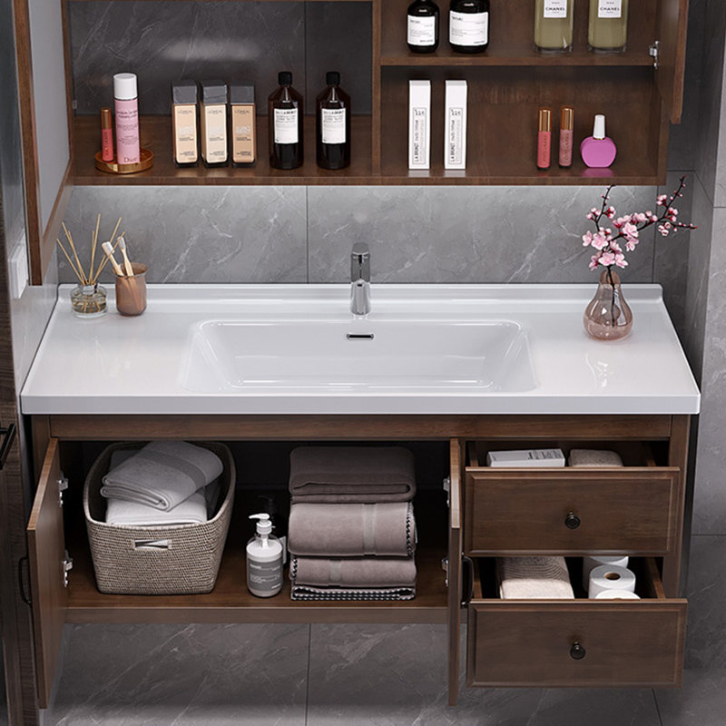 Armoire de salle de bain rétro brun