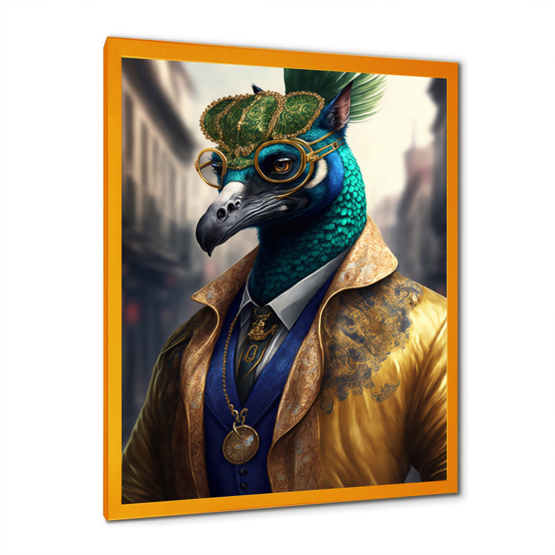 «Peacock Gangster in NYC III», impression sur toile, Impression dorée sur toile encadrée, H 32 po x l 24 po x P 1 po