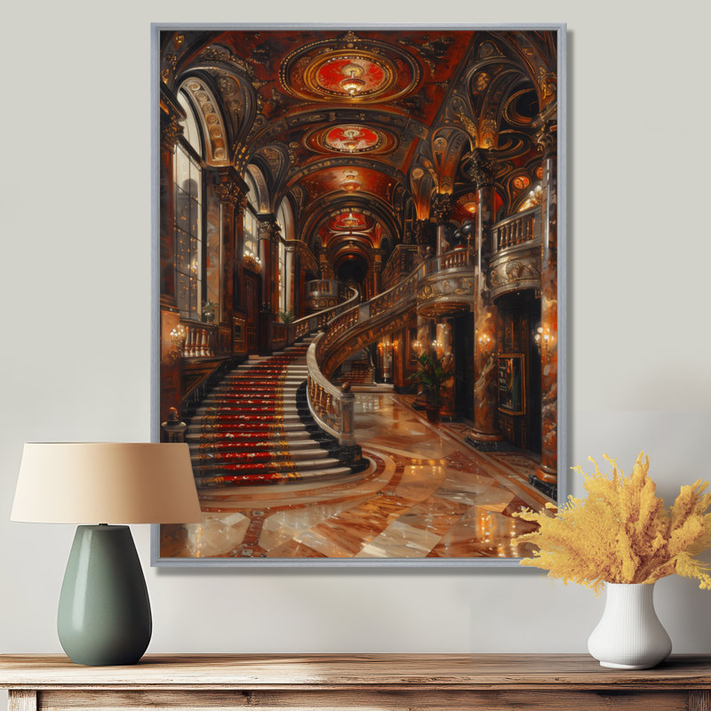 Décoration murale rouge or rouge Grand Gala Opéra II - Opéra, Toile argentée avec cadre flottant, H 16 po x l 32 po x P 1 po