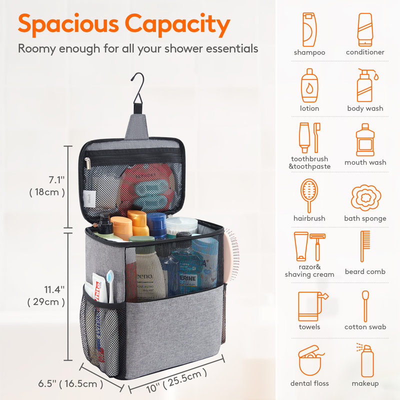 Sac de douche Sac de douche panier de douche portatif College Dorm Room Essentials fourre-tout pour salle de bain, gym, voyage, camping