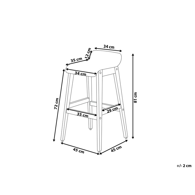 Abbey Upholstered Counter Stool with Solid Wood Frame, Grey