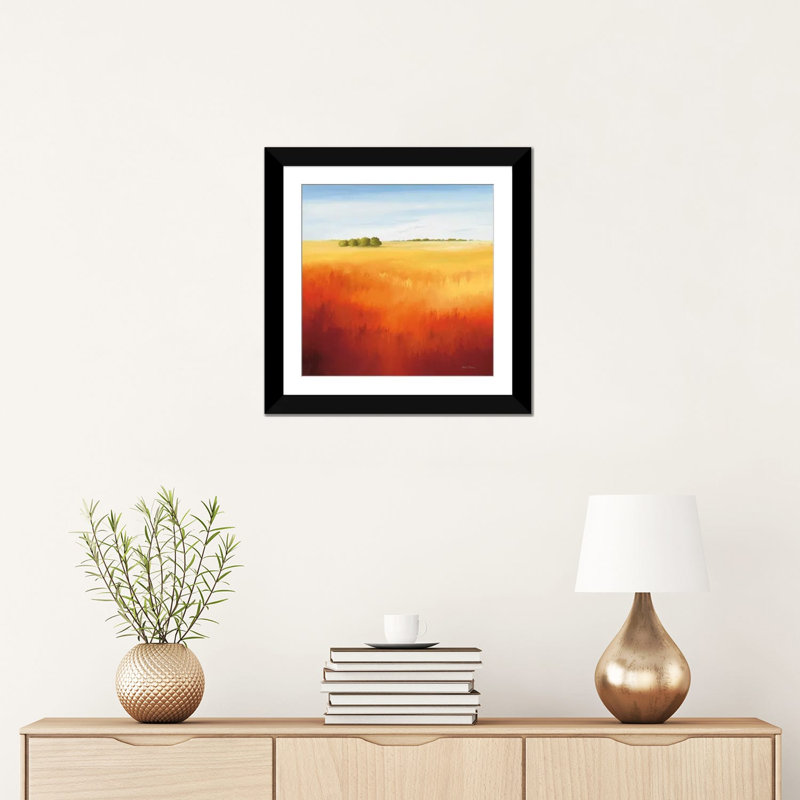 « red field ii », impression sur toile, H 16 po x l 16 po x P 1 po, Papier d'art encadré noir, Blanc