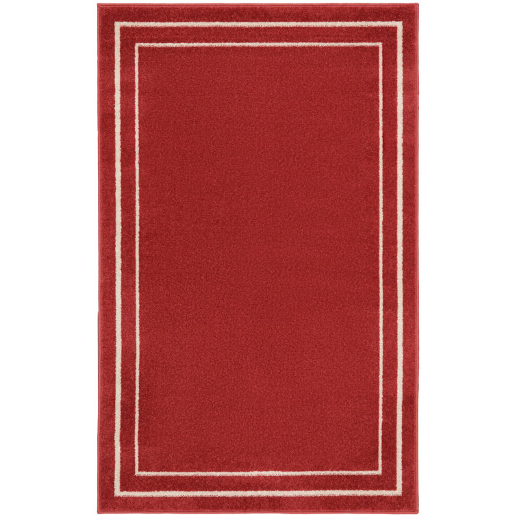 Argentino Abstract Machine Woven Chenille Area Rug in Red