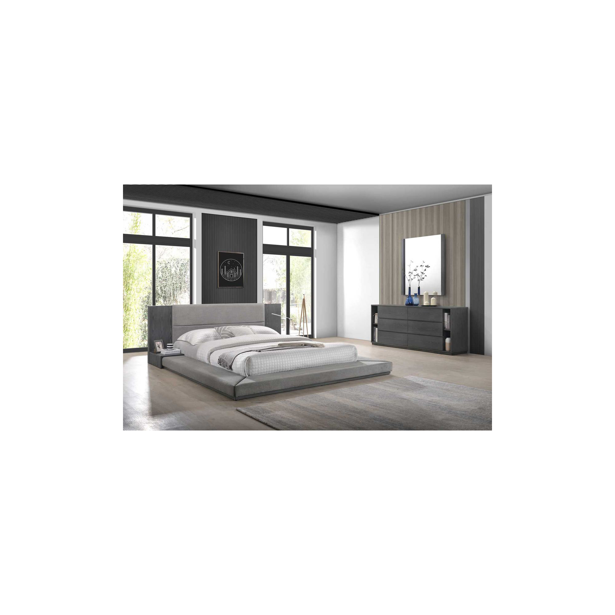 Amalie Upholstered Storage Bed, Gray, Queen