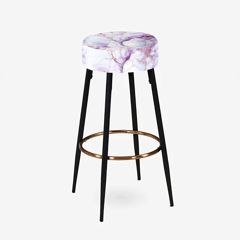 Ensemble de 2 tabourets de bar or et mauve