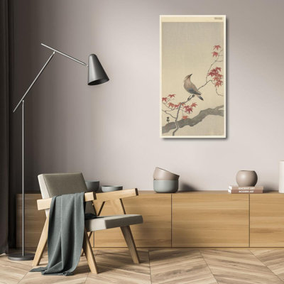 "Japanese Waxwing on Maple" by  Ohara Koson - Gallery Wrap Canvas Wall Art