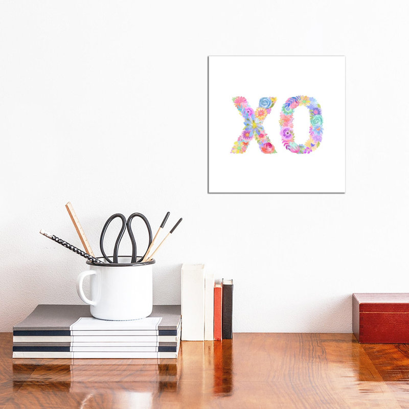 Floral XO by Stephanie Corfee - Gallery-Wrapped Canvas Giclée on Canvas, Canvas, 30.48 cm H x 30.48 cm W