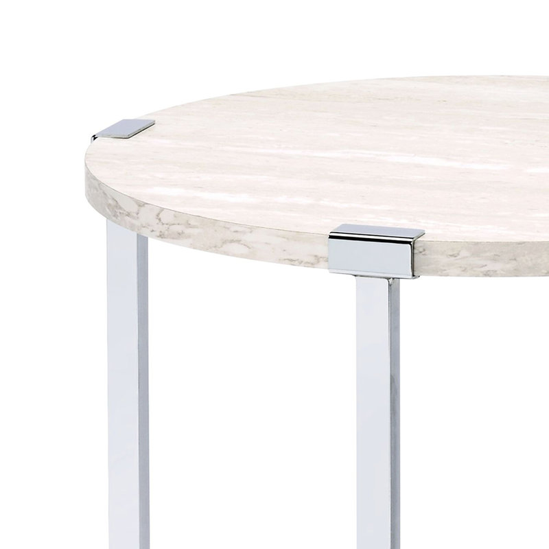 Table de bout ronde avec support en chêne blanc avec support, 24 pouces de tous les côtés, 17 lb, une option pratique et élégante, avec des pieds en métal, convenant aux salles de jeux