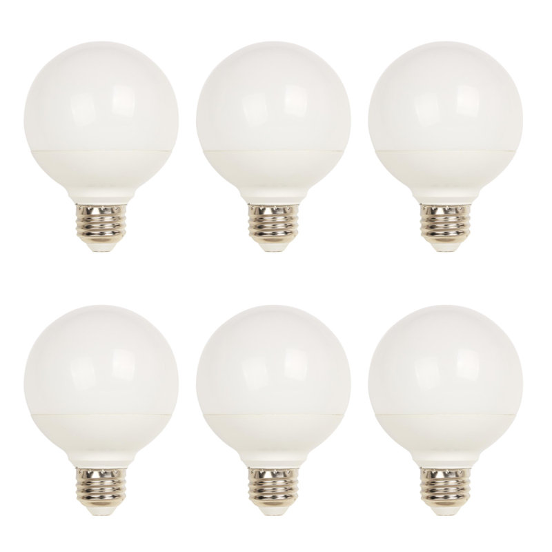 Ampoule à DEL à intensité variable de 6 W (équivalent à 75 W) blanc brillant G25, base moyenne, paquet de 6
