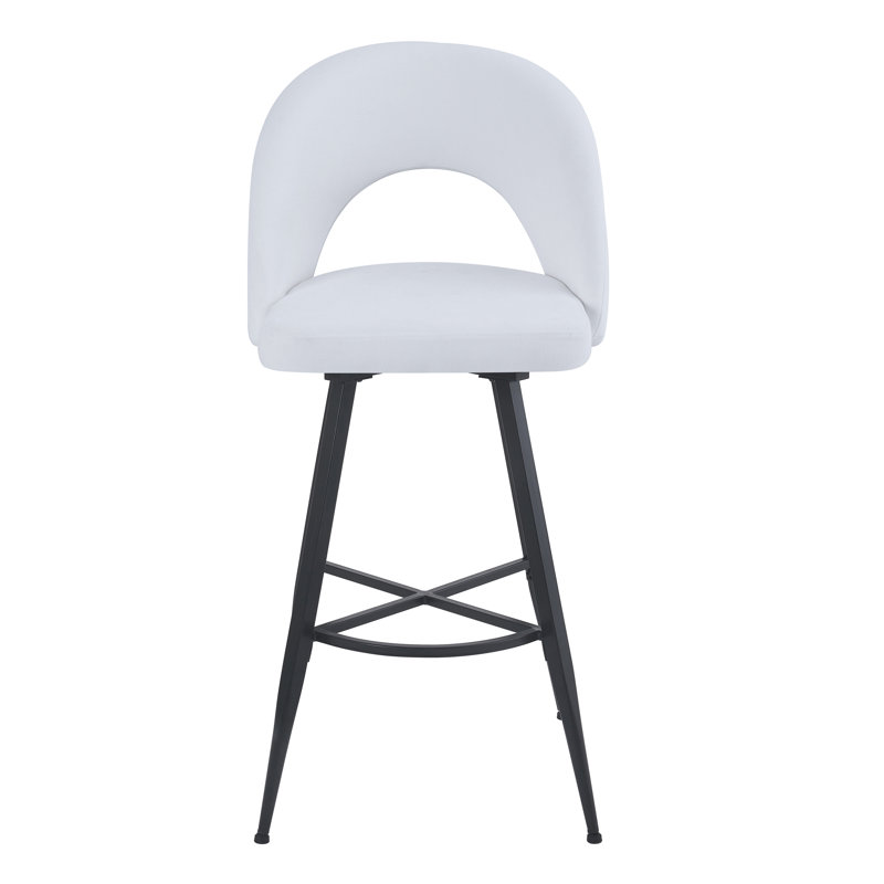 Swivel Upholstered Counter Stool with Metal Frame, Cream