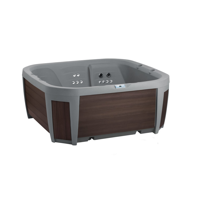 Bali Hot Tub New for 2025, méridienne 5 personnes, jet 45 SS, 230 V, véritable chauffe-eau en acier inoxydable, belle jupe en bois synthétique améliorée, ozone, cascade et éclairage DEL