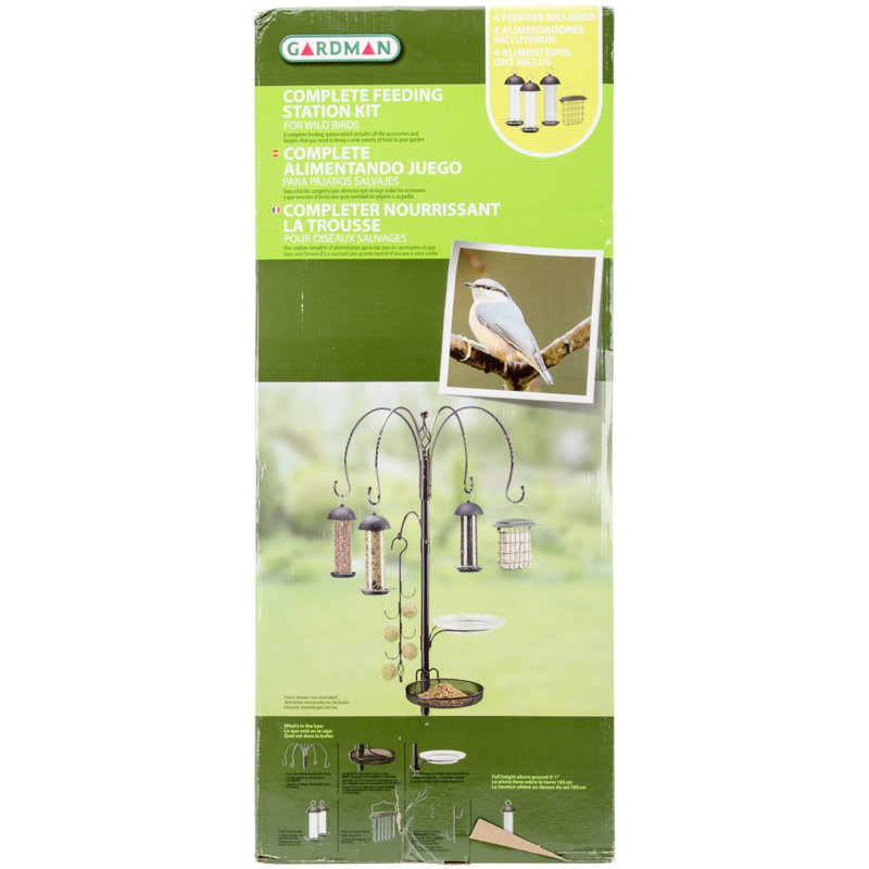 Black Heavy Duty Metal Multi-Bird Feeding Station Kit