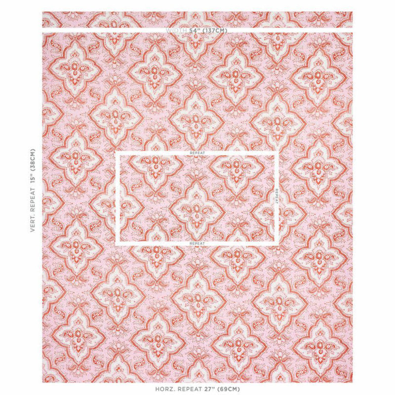 Amalia Medallion Handmade Print Fabric, Pink