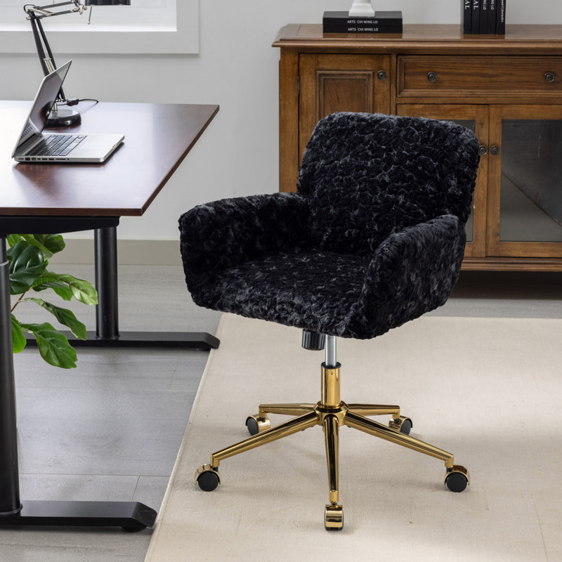 Chaise de bureau en velours Batasi, Noir