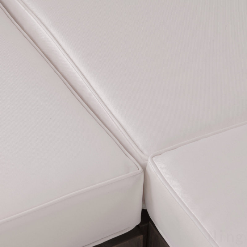Banc de coin blanc droit et table basse, ensemble de patio extérieur