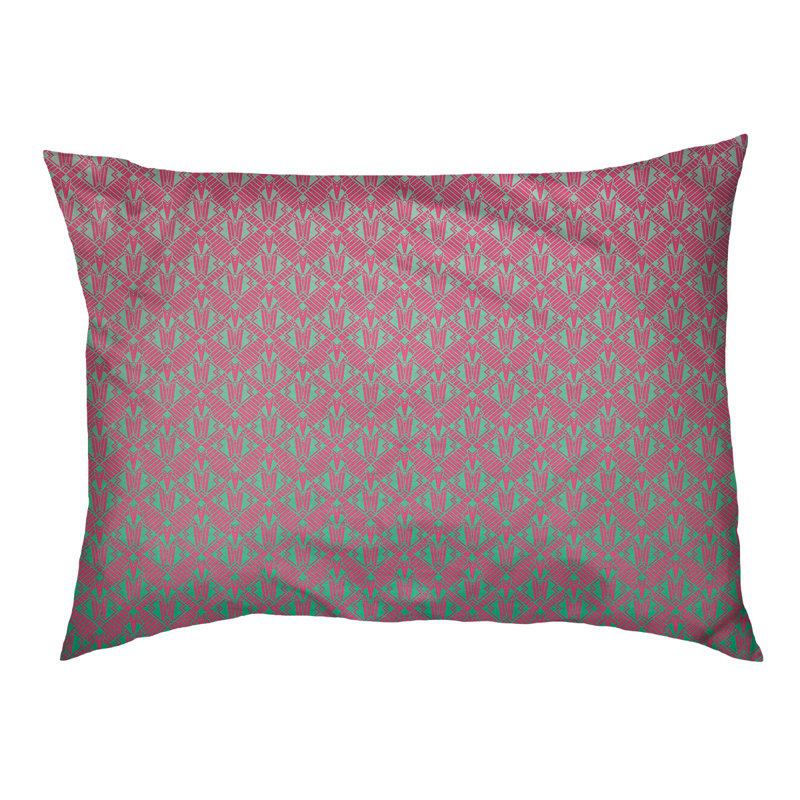 Coussin stylisé dégradé art déco Byrge, L 29,5 po x l 19,5 po, Rose / Vert