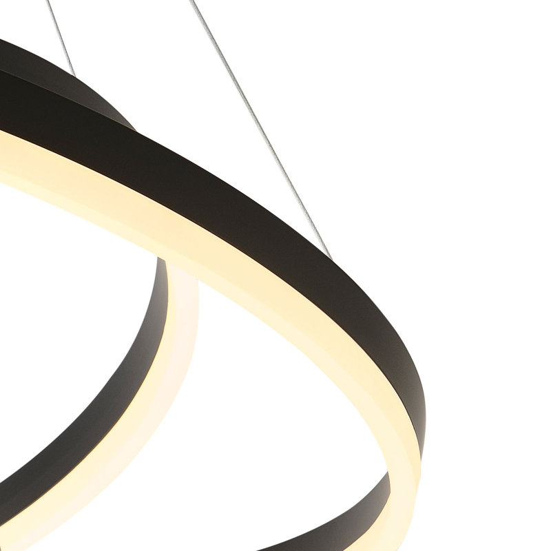6-Ring LED Chandelier Light Modern Ceiling Light Fixture 3000-6000K Color Temperature Timing With Remote Control, Matte Black