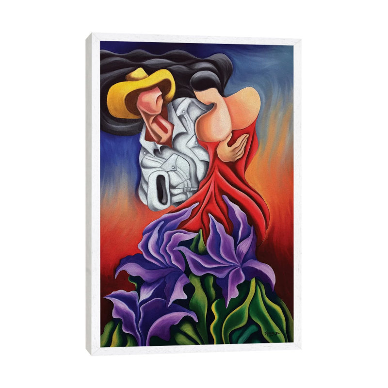 Love Dance by Dixie Miguez - Floater Frame Painting on Canvas, 66.04 cm H x 45.72 cm W, White Framed