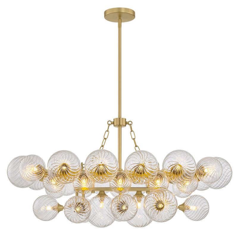 Lustre 12 lumières à globe en verre à intensité variable de 41 po de diamètre