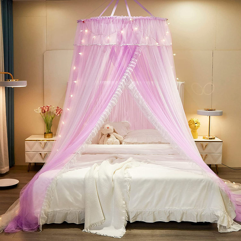 Bed Canopy, Purple/White