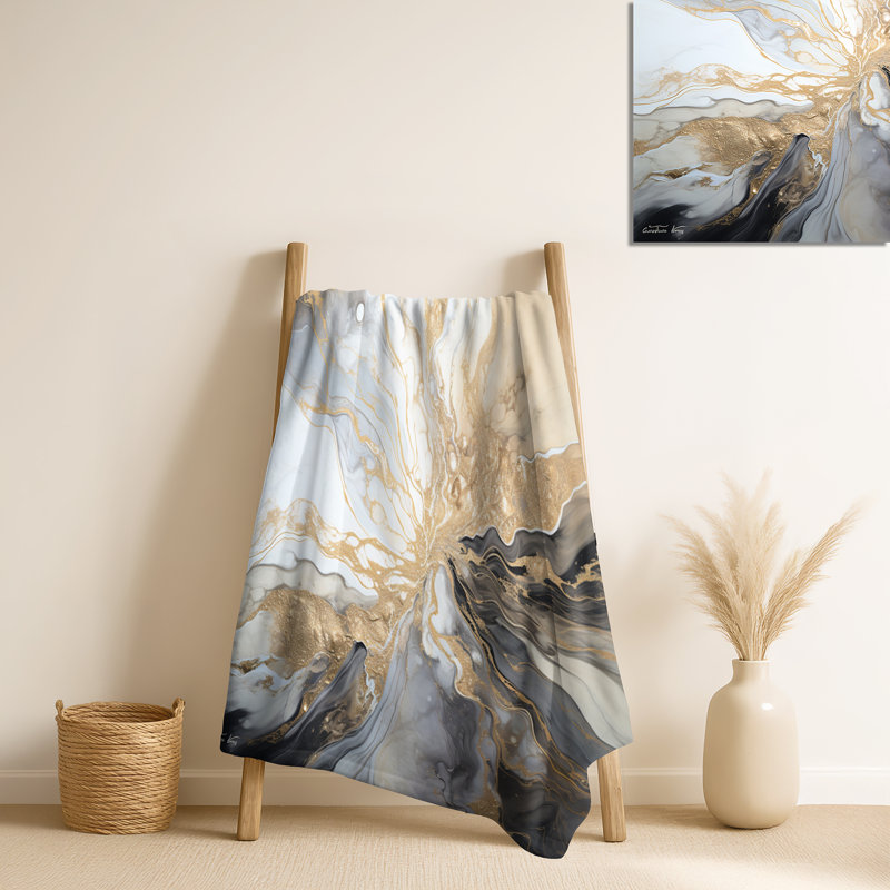 Jeté Lightning beige et noir liquide Art Explosion - Lightning Soft