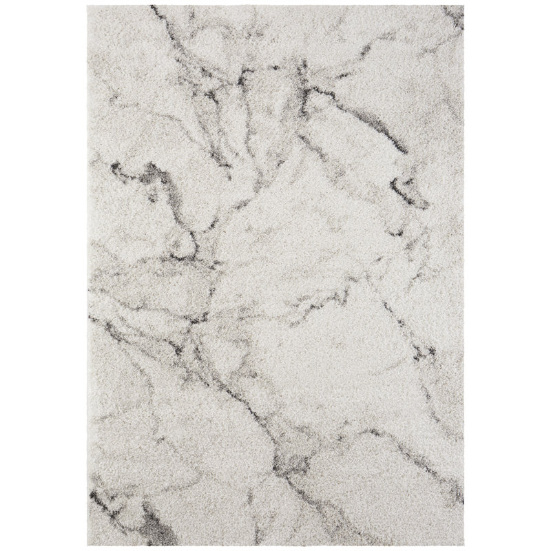 Mayrin Shaggy Cream/Grey Rug, Rectangle 120 x 170cm