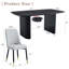 Spacieuse table de salle à manger 67 * 35,4 pouces en bois aggloméré noir à grain de bois avec 8 chaises rembourrées en polyuréthane gris clair, parfaite pour un décor moderne et luxueux.-536783791