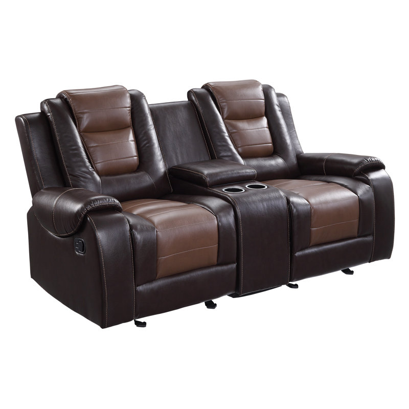 Causeuse inclinable double en similicuir Gurutz, Similicuir brun