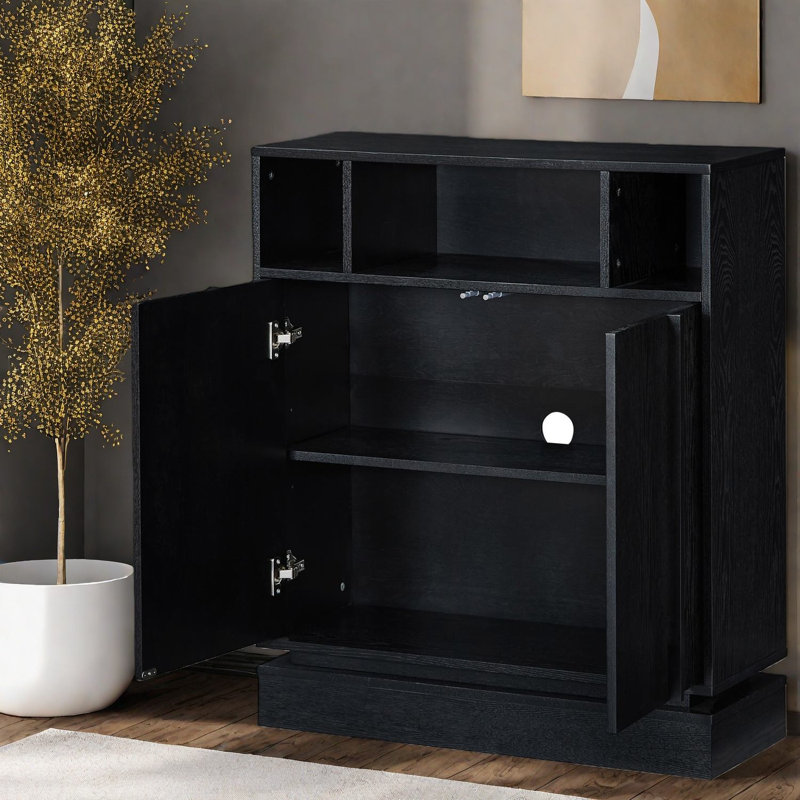 Buffets avec rangement, armoire de ferme en MDF noir pour la cuisine
