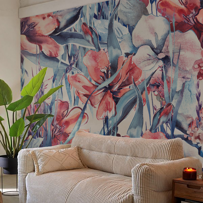 Adhésif mural pelez et collez plantes et fleurs rétro