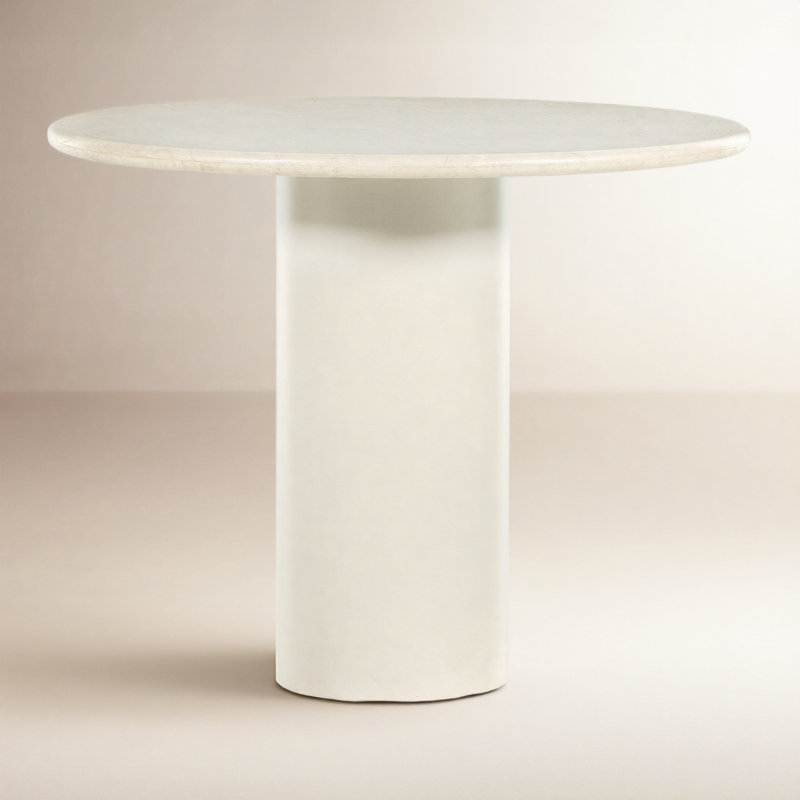 Belle Round Marble Dining Table, Cream Marble/Ivory Iron