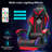 Hoffree Reclining Ergonomic PC & Racing Game Chair with LED Lights & Massage Lumbar Pillow-69741803
