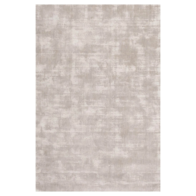 Tapis rectangulaire gris en polypropylène tissé à la main de couleur unie Fenrir, Rectangle 4 pi 11 po x 7 pi 7 po