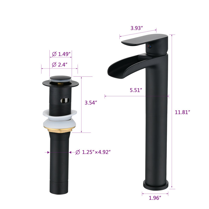 Single-Hole Single-handle Bathroom Faucet with Drain Assembly, Matte Black