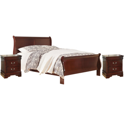 Queen Sleigh Bed With 2 Nightstands