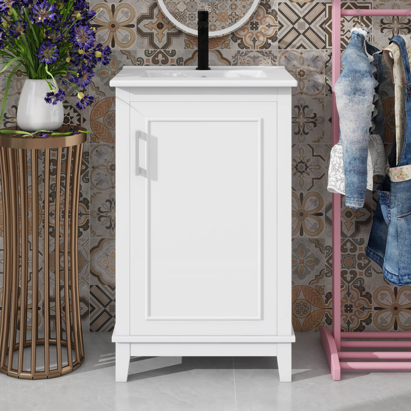  Ensemble de meuble-lavabo classique en céramique et lavabo en céramique, Blanc