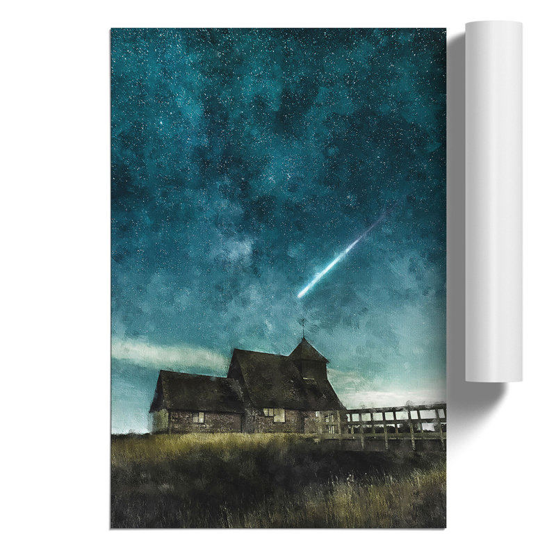 Commet Above a Farm Painting - Frameless Print, 30cm H x 21cm W x 0.1cm D