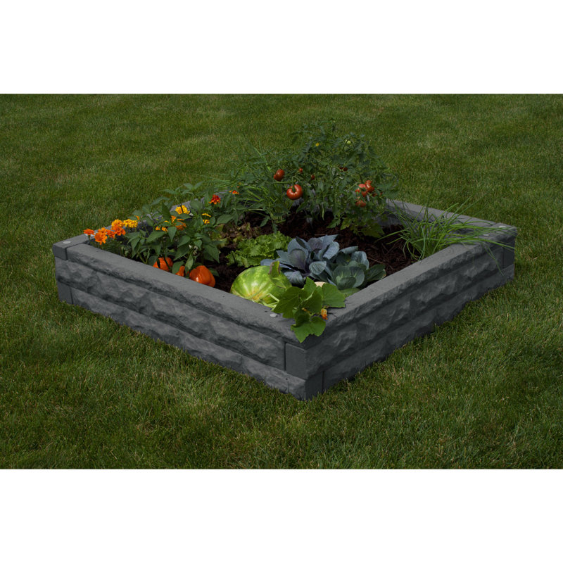 Jardin surélevé en plastique 4 pi x 4 pi Garden Wizard, Granit foncé