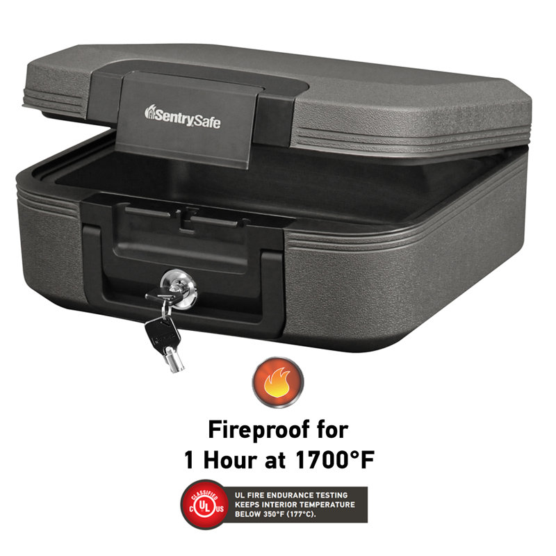 Sentry Safe Black Waterproof Fire-Resistant Chest with Key Lock