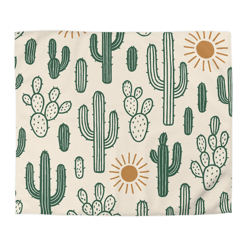 Microfiber Duvet Cover Boho Style, Design 17, King Duvet Cover, Green/Yellow/Cream